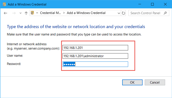 what are windows network credentials for mac